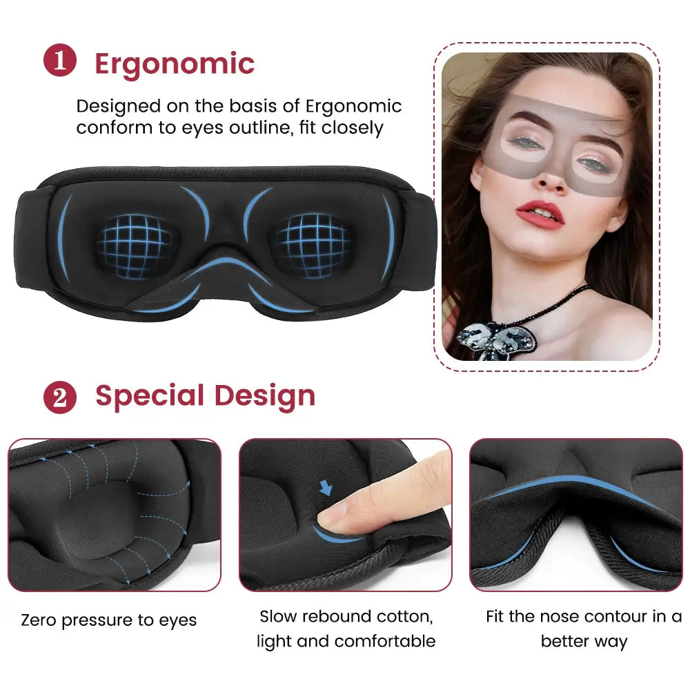 3D Sleeping Mask Light Blocking Soft Breathable Eye Mask